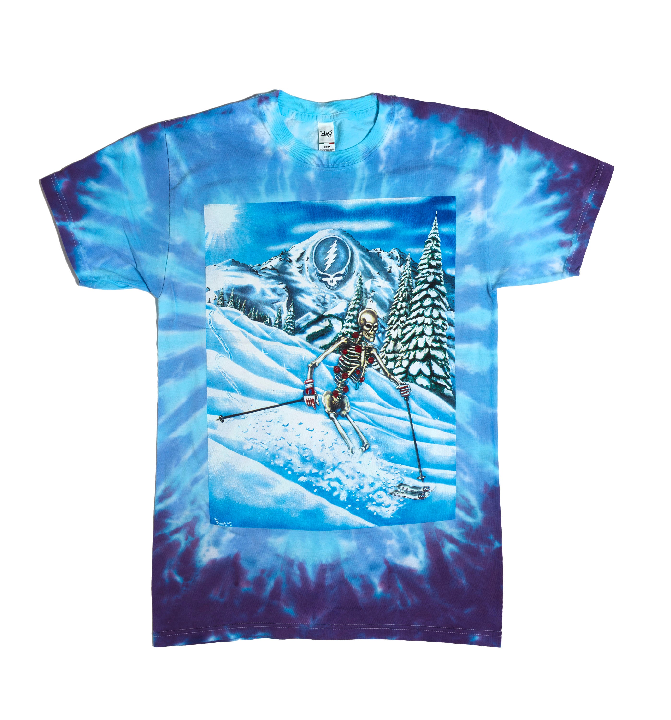 Grateful Dead Powderman Skiing Skeleton Tie Dye T-Shirt
