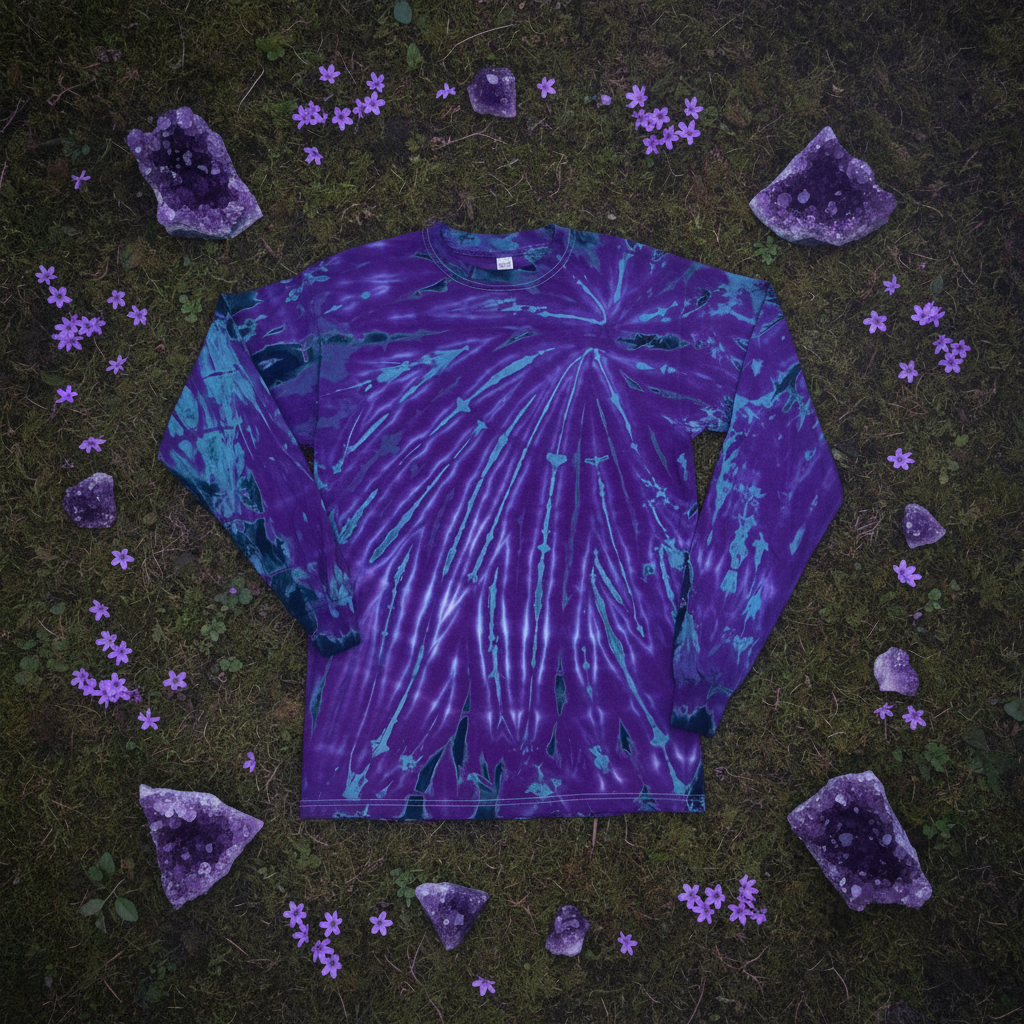 Amethyst Moss Tie Dye Unisex Cotton Long Sleeve Shirt