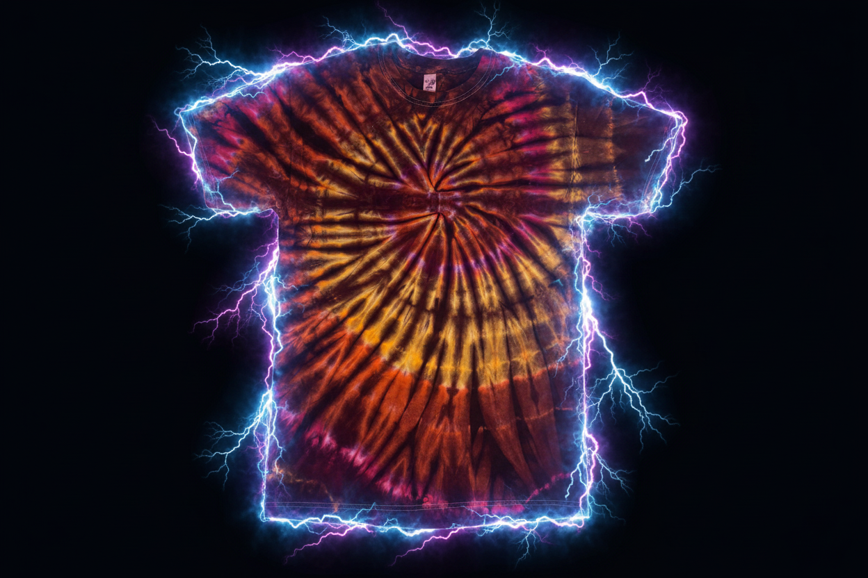 Electric Tie Dye Unisex Cotton T Shirt - Zoomed