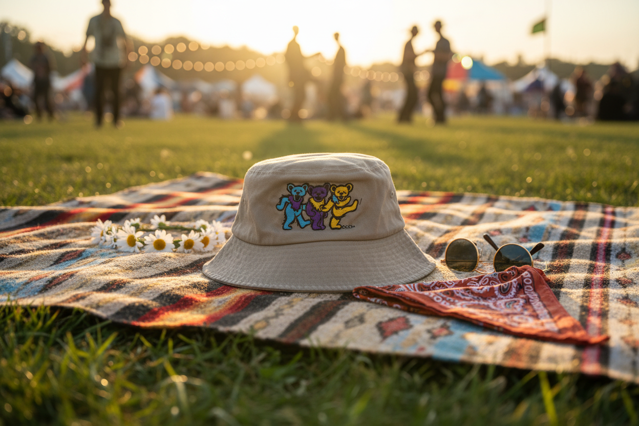 Grateful Dead Embroidered Dancing Bear Bucket Hat