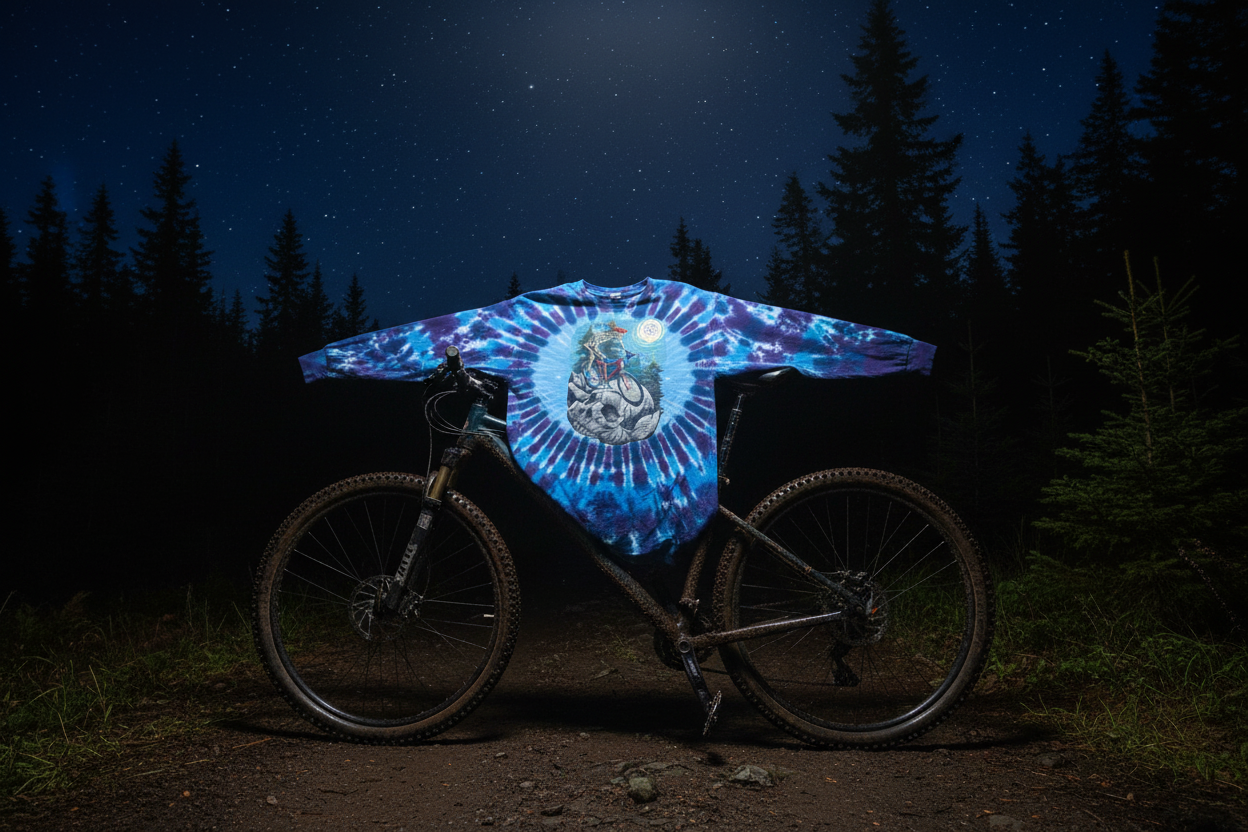 Grateful Dead Long Sleeve Night Rider Bicycling Tie Dye Shirt - Extra Zoomed