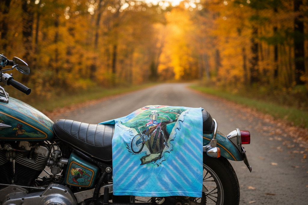 Grateful Dead Long Sleeve Vermont Biker Tie Dye T-Shirt - Zoomed