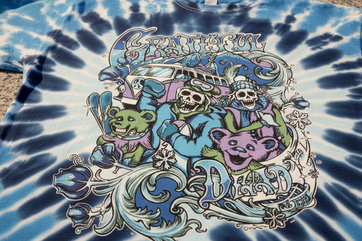 Grateful Dead Mountain Madness Long Sleeve Tie Dye Shirt - Graphic Close-Up