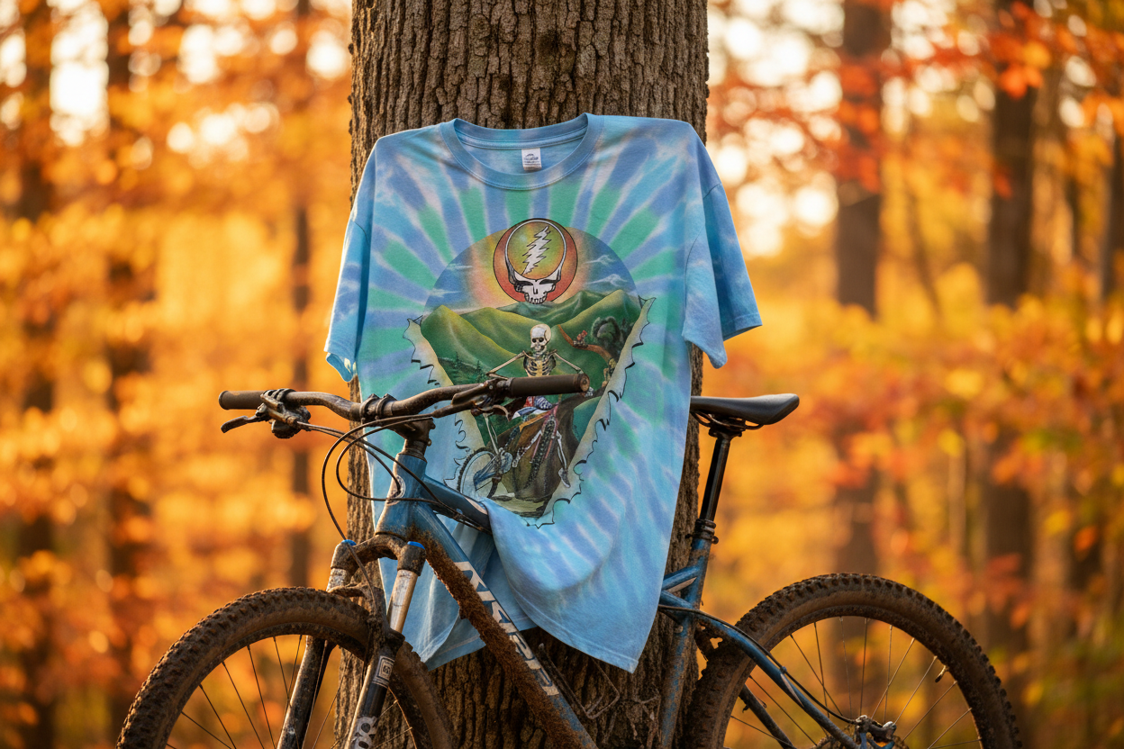 Grateful Dead Vermont Biker Tie Dye T-Shirt - Zoomed