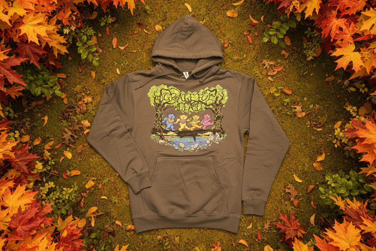 Grateful Dead Woodbears Dancing Bear Hooded Sweatshirt - Design Focus