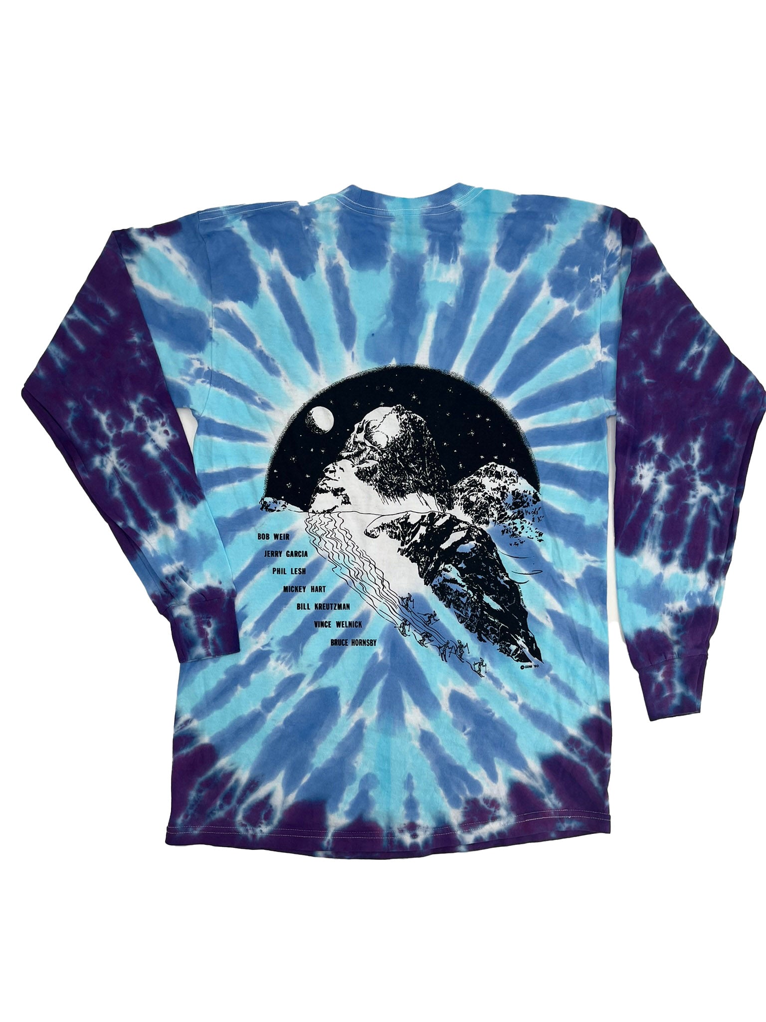 Grateful Dead Powderman Skiing Skeleton Long Sleeve Tie Dye