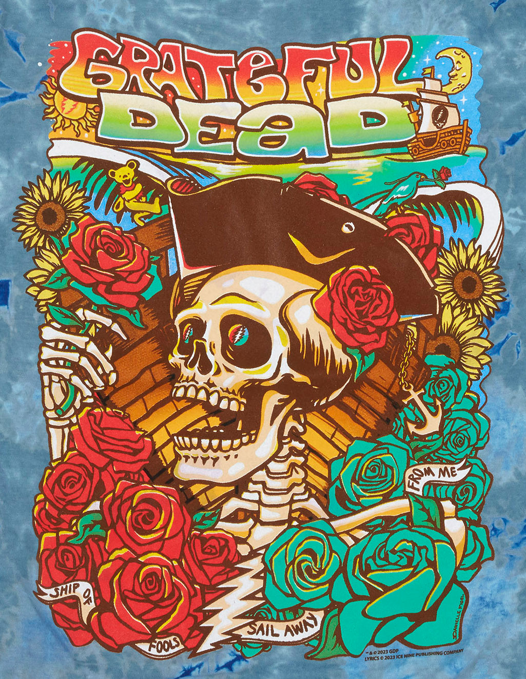 Grateful Dead Ship of Fools Robert Hunter Tie Dye Shirt