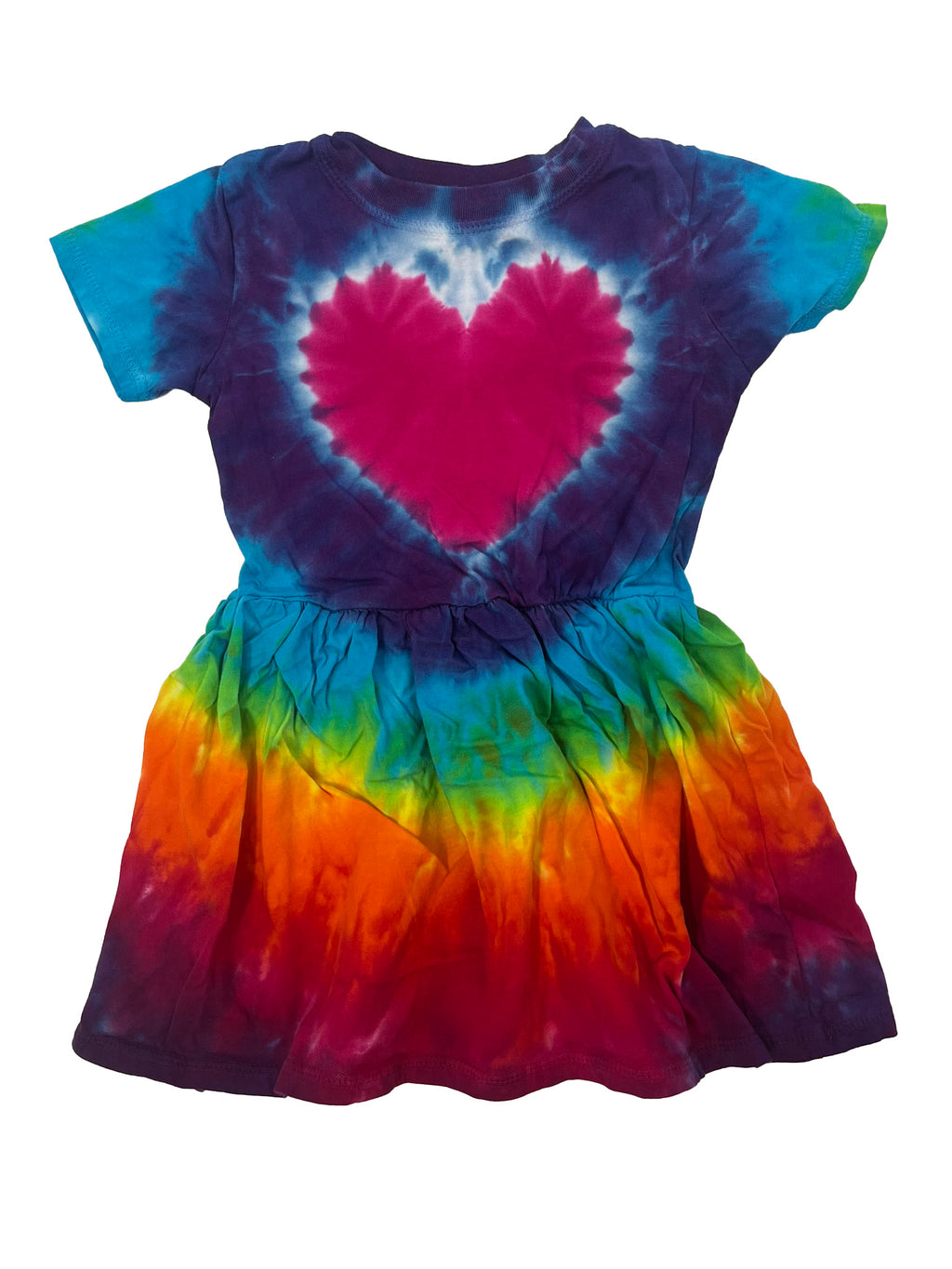 Rainbow Heart Toddler Hand Dyed Cotton Summer Dress