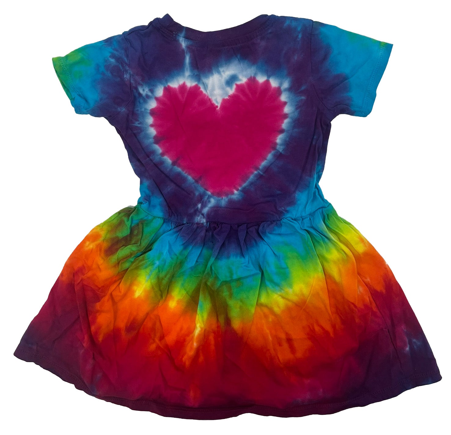 Rainbow Heart Toddler Hand Dyed Cotton Summer Dress